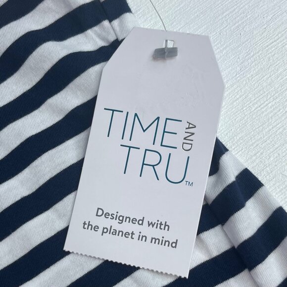 Time And Tru Cinch Front Tank Top Womens XXXL Blue White New Striped - Picture 9 of 10